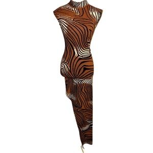 Brown and White Zebra Print Dress